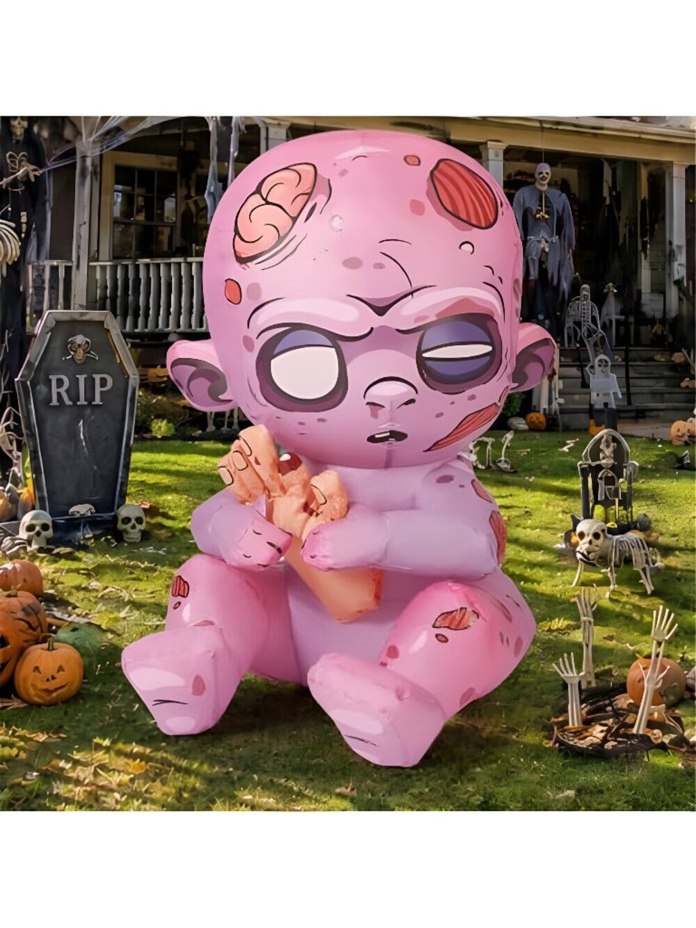3 FT Halloween Inflatables Zombie Outdoor Decorations Blow Up Yard with